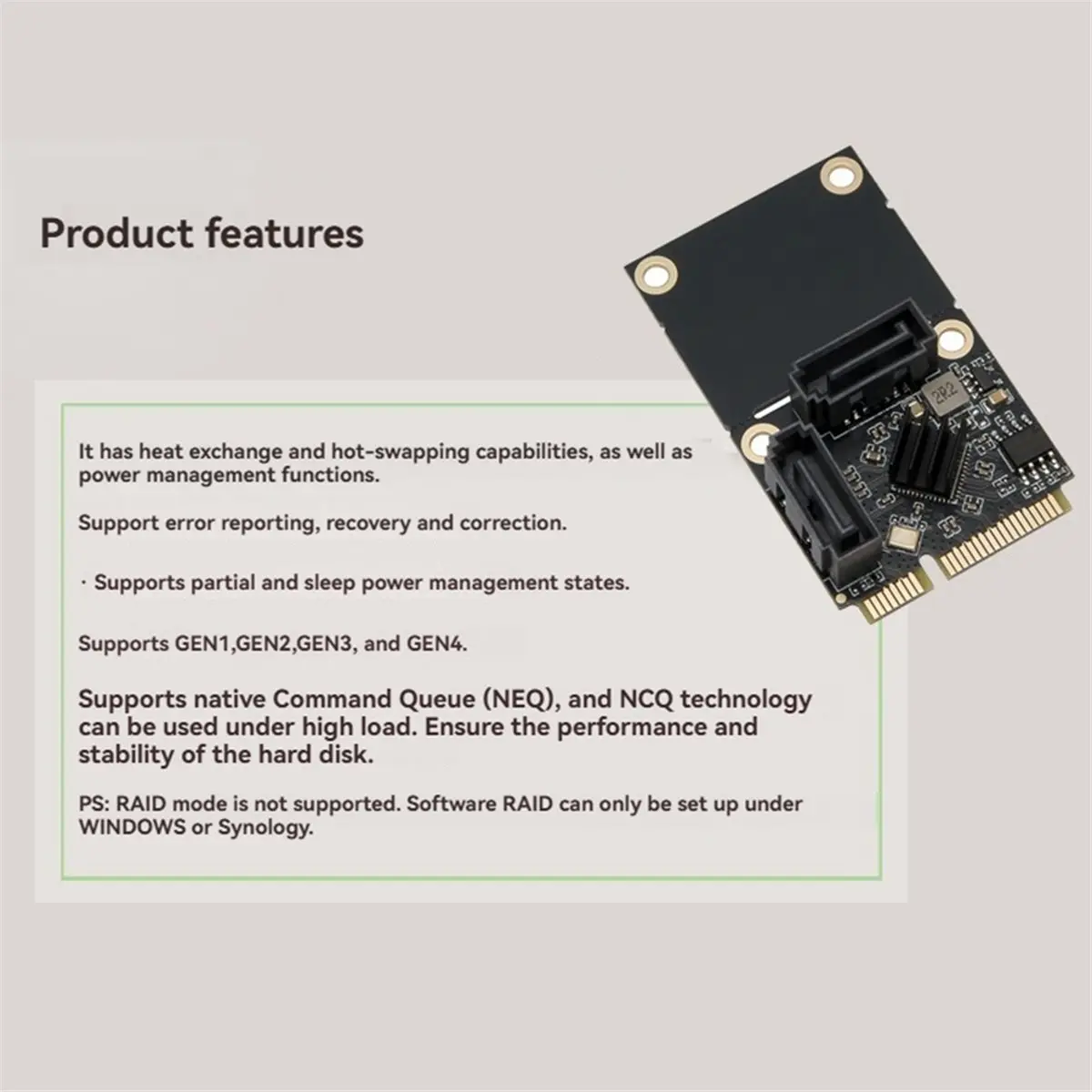 

Карта расширения Mini PCI-E на 2 порта SATA3.0, адаптер Mini PCIe на Dual SATA3 6 Гбит/с, чип ASM1061, поддержка HDD и SSD