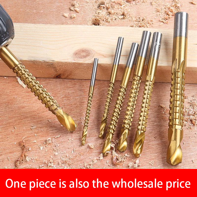 Multi-functional serrated twist drill alloy flower-cutting and slotting high-speed steel woodworking set