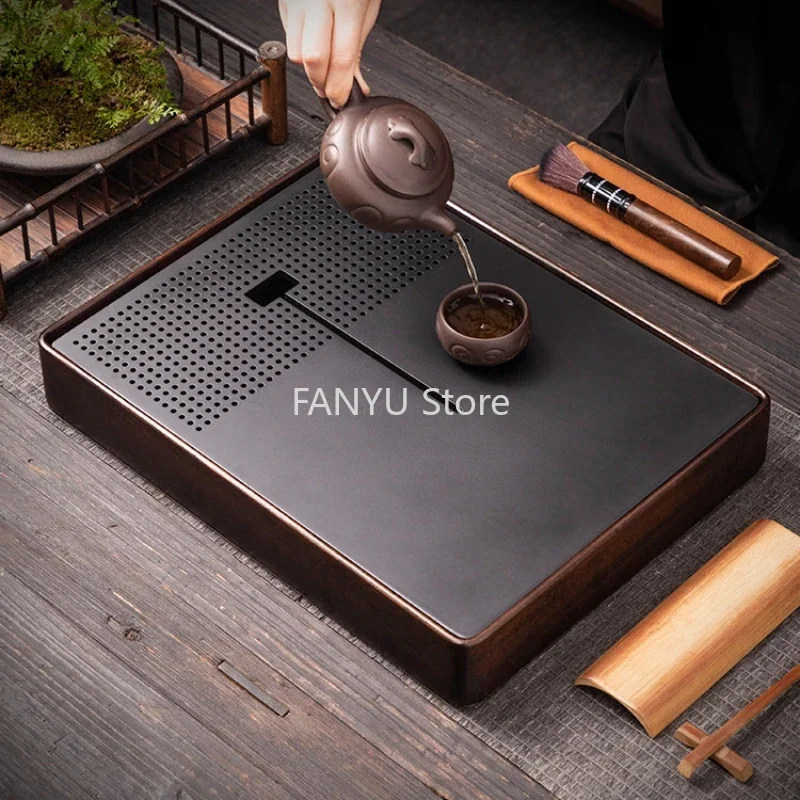 Japanese Serving Tea Tray Vintage Gongfu Wooden Tea Tray Quality Rectangle Nordic Bandeja Para Cha Kitchen Accessories YN50TT