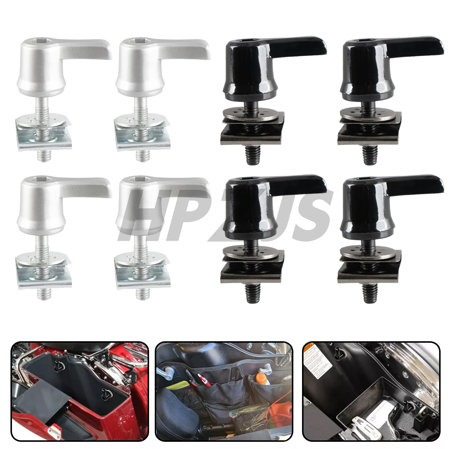 

4 Pcs Saddlebag Lever Lock Bolts Nuts Mounting Kit For Harley Motorcycle Touring Road King Street Glide Electra Glide 1992-2021