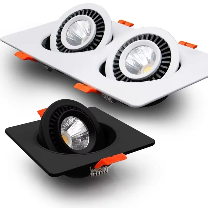 

360 Angle Rotatable LED Recessed Downlight Square 7W12W LED Ceiling lamp Dimmable COB Spot Light for Background lights