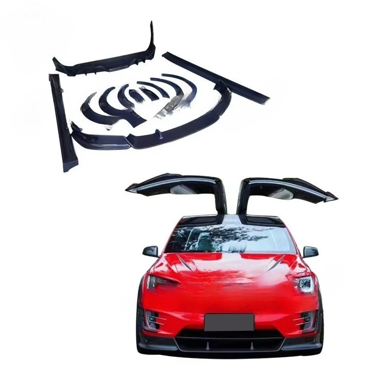 

Real Carbon Fiber Front Lip Side Skirts Rear Diffuser Wheel Brow Model X Wide Body Kit lb Style