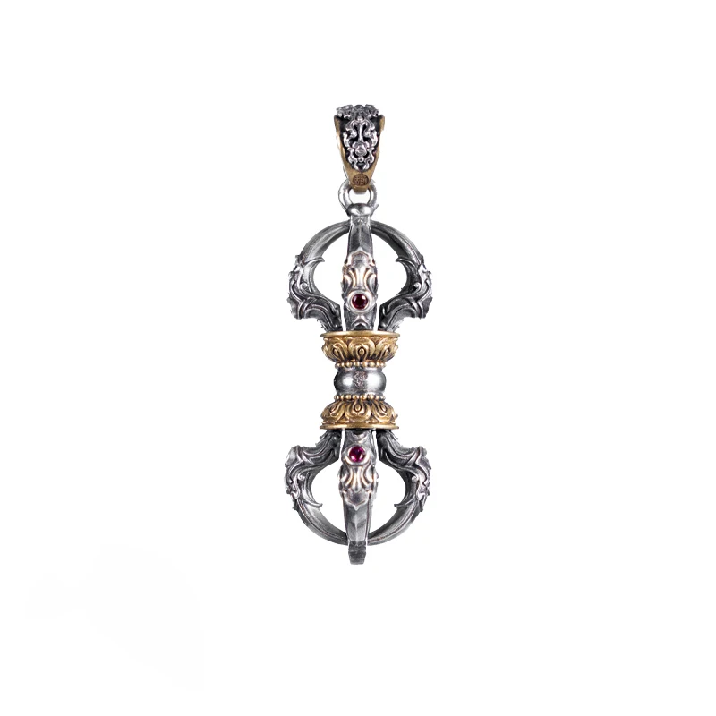 New Vajra Pestle Tibetan Style Handle Pieces for Men and Women Retro Ethnic Style Necklace Pendants Jewelry