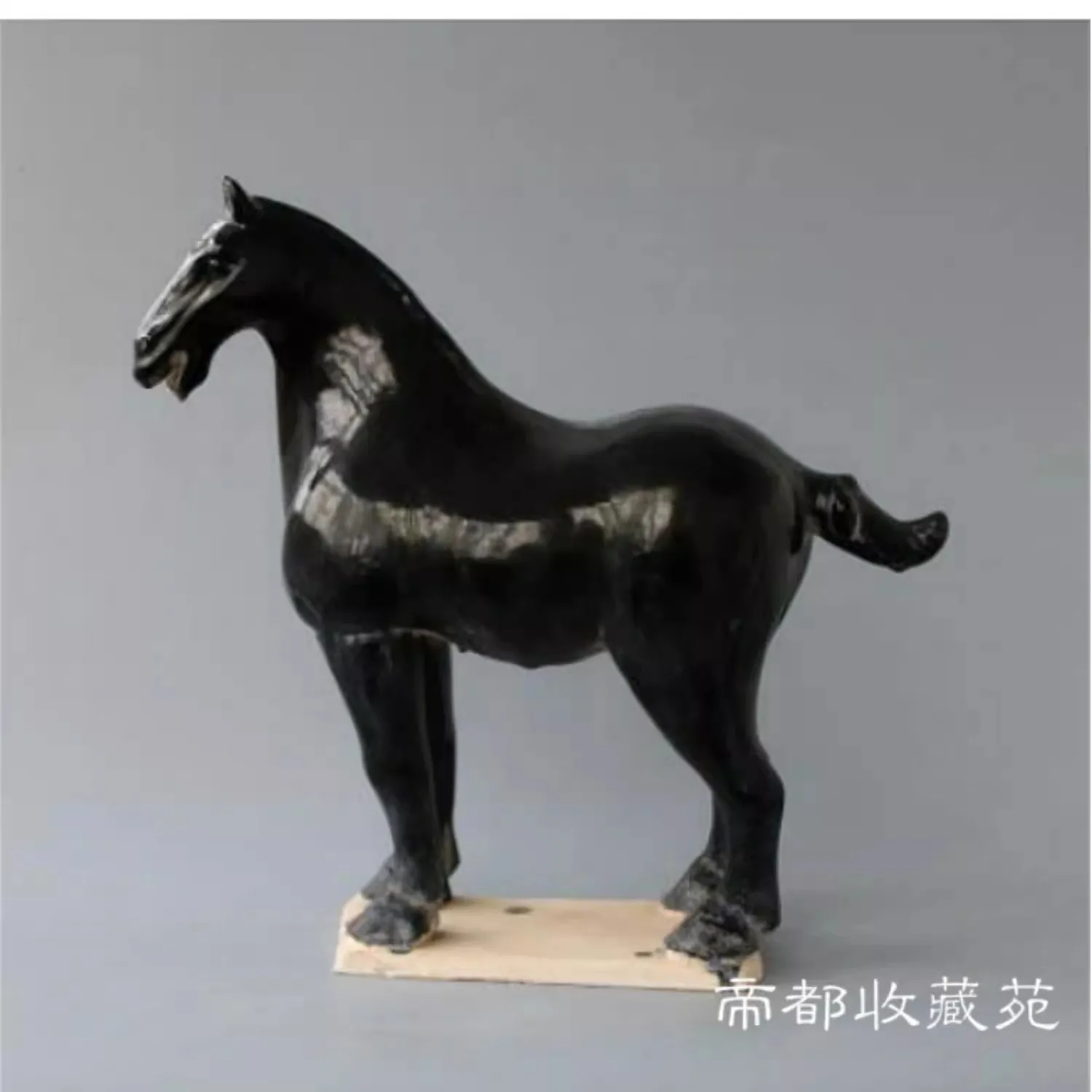 

Antique Old TANG black glaze porcelain White Tang tri-colored horse ceramic white horse,26cm,Free shipping