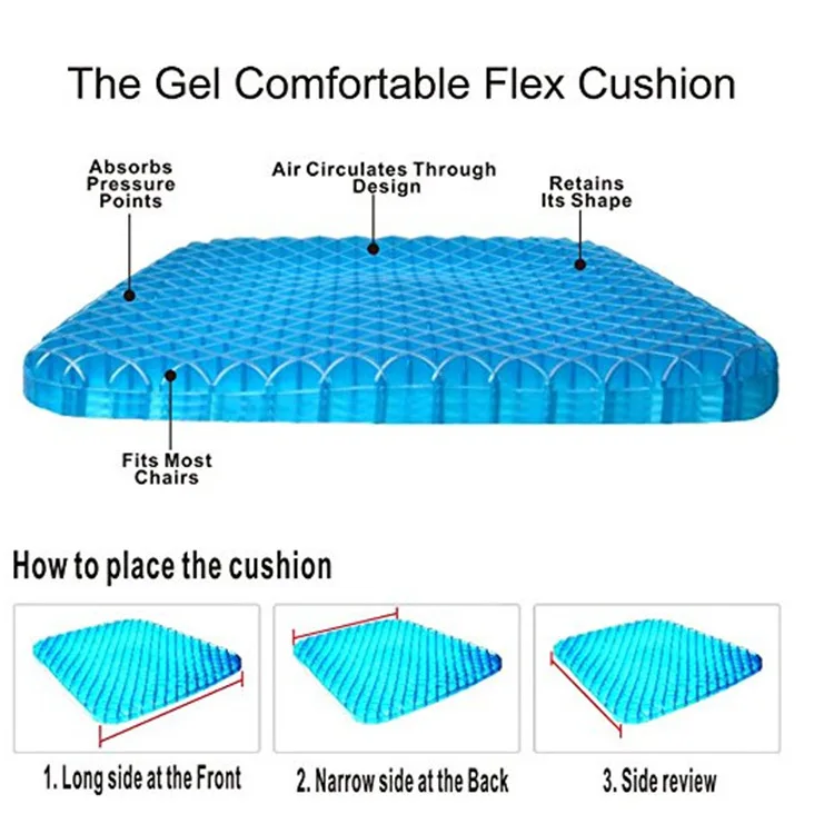 Atmungsaktives 3D-Latex-Silikon-Gel-Sitzkissen mit Wabenstruktur für Sommer, Kühlendes Auto-Sitzkissen, Orthopädisches Sitzkissen, Silica-Ei-Pad