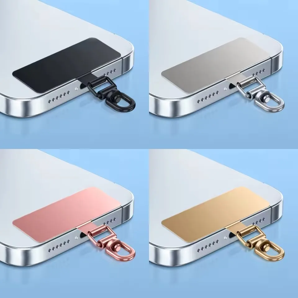 Universele roestvrijstalen mobiele telefoon Lanyard-patchpakking 360 graden draaibaar Afneembaar Anti-verloren metalen ketting Veiligheid Connect-kaart
