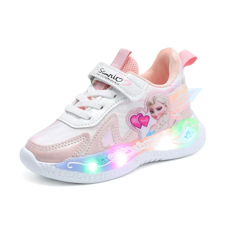 Frozen Princess New Children Shoes LED Sneakers per bambini illuminate colorate Classic Glowing Infant Girls Tennis