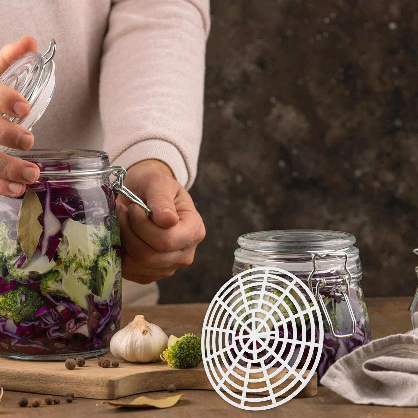 

5 шт. пресс для овощей, многоразовый инструмент для ферментации сетки для маринованных банок, принадлежности для ферментации, помощник из ПВХ, идеальное домашнее использование