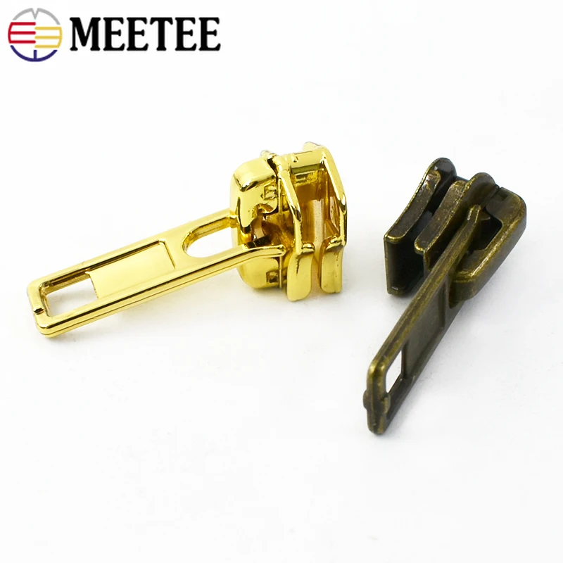 10/20pcs Meetee 3# 5# Zipper Slider for Metal Zippers Bag Purse zips Head Puller Jackets Coat Zips Repair Kit Sewing Accessories