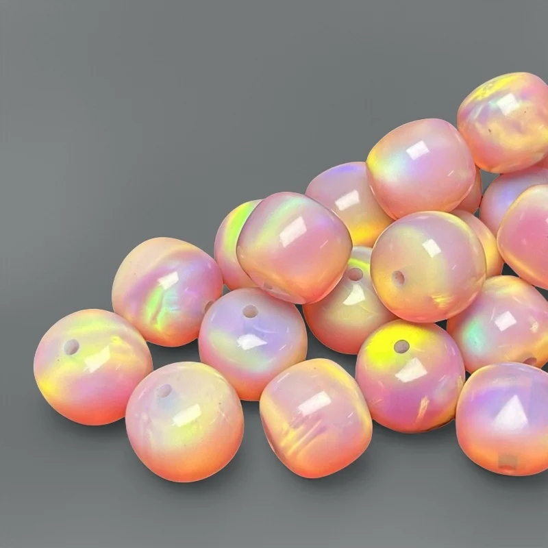 Барби Розовая Лаборатория выращенный опал Драгоценный камень 1 шт. 6x7 мм ~ 11x12 мм Свободная шариковая бусина из серии Авроры с отверстием для браслета и ожерелья