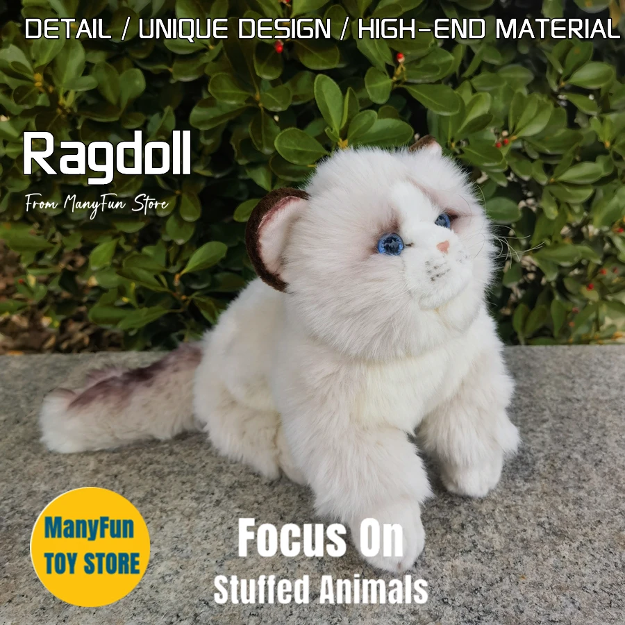 Ragdoll-juguete de Peluche de alta fidelidad para gato, muñeco de trapo de felpa para gato, animales de Peluche realistas, simulación de juguete Kawai