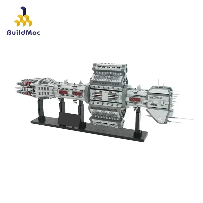 BuildMoc Militaire Transportarmen EAS Agamemnon Babylon Ruimteschip Bouwsteen Set Ruimte Speelgoed Bakstenen Voor Kinderen Verjaardagscadeau