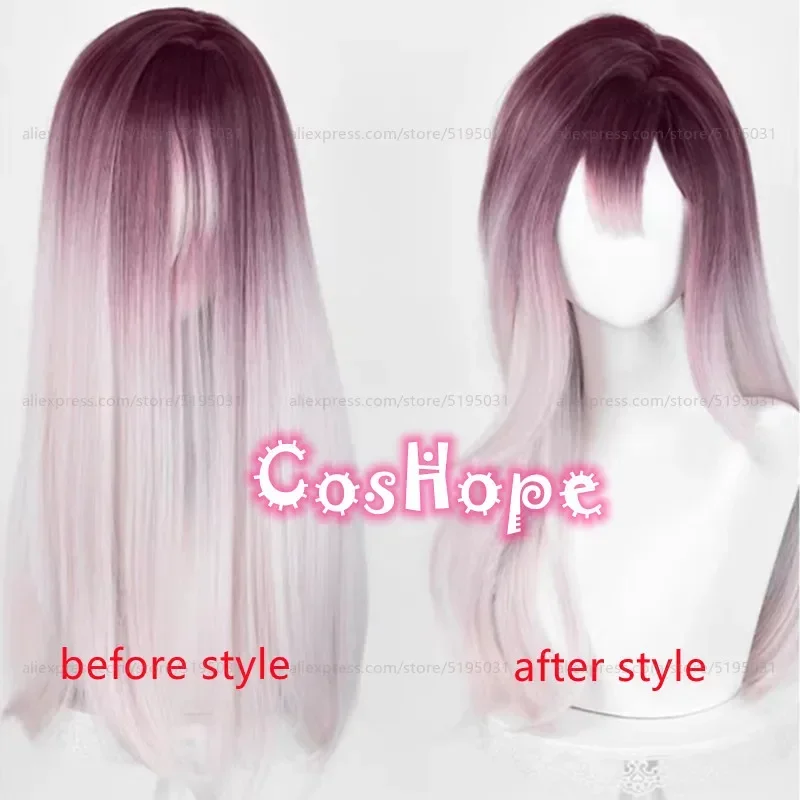 Shalom Cosplay Wig Women 60cm Long Straight Rose Red Pink Gradient Wig Cosplay Anime Cosplay Wigs Heat Resistant Synthetic Wigs