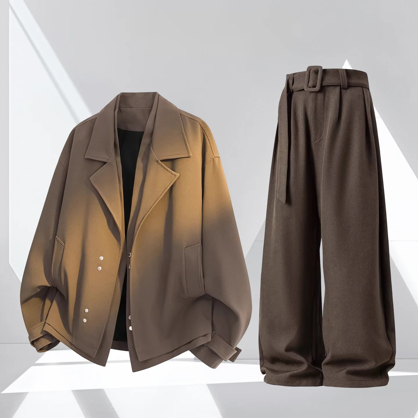 

Мужской костюм-двойка: пиджак и прямые брюки. Новинка. Модный бренд. Свободный повседневный комплект. Верхняя одежда.