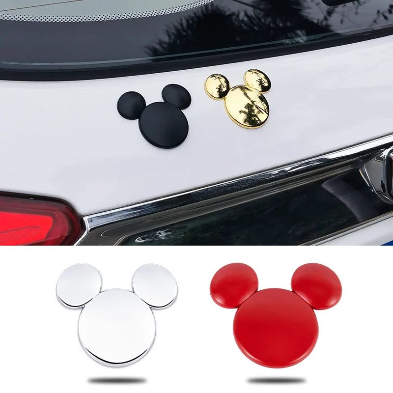 6x5cm 1Pcs/Lot Ear Metal Car Personality Car Stickers 3D Stereo Creative Car Logo Mickey Minnie Decorative Decal Accessories