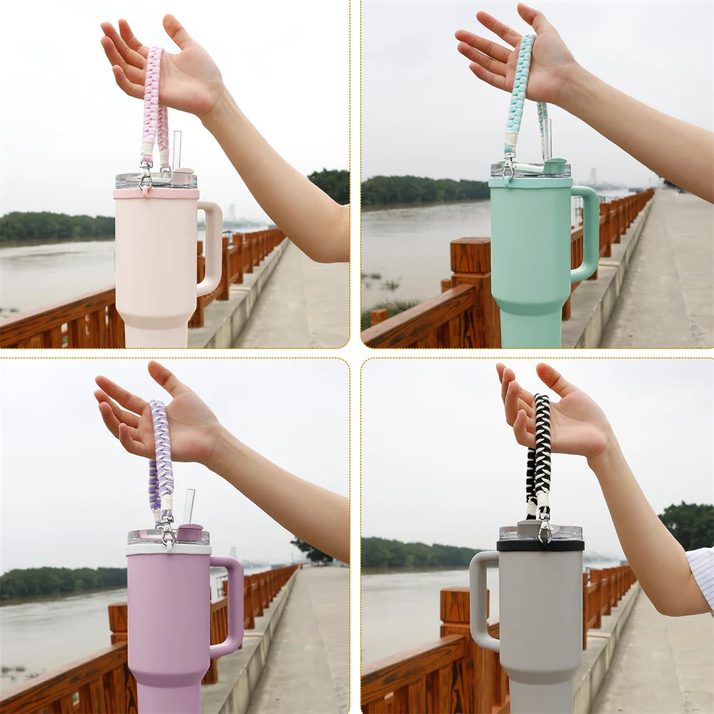 Hand-woven For 40oz Water Bottle Handle Cup Food Grade Thickened Silicone Ring For Stanley Sports Water Cup Strap Accessories