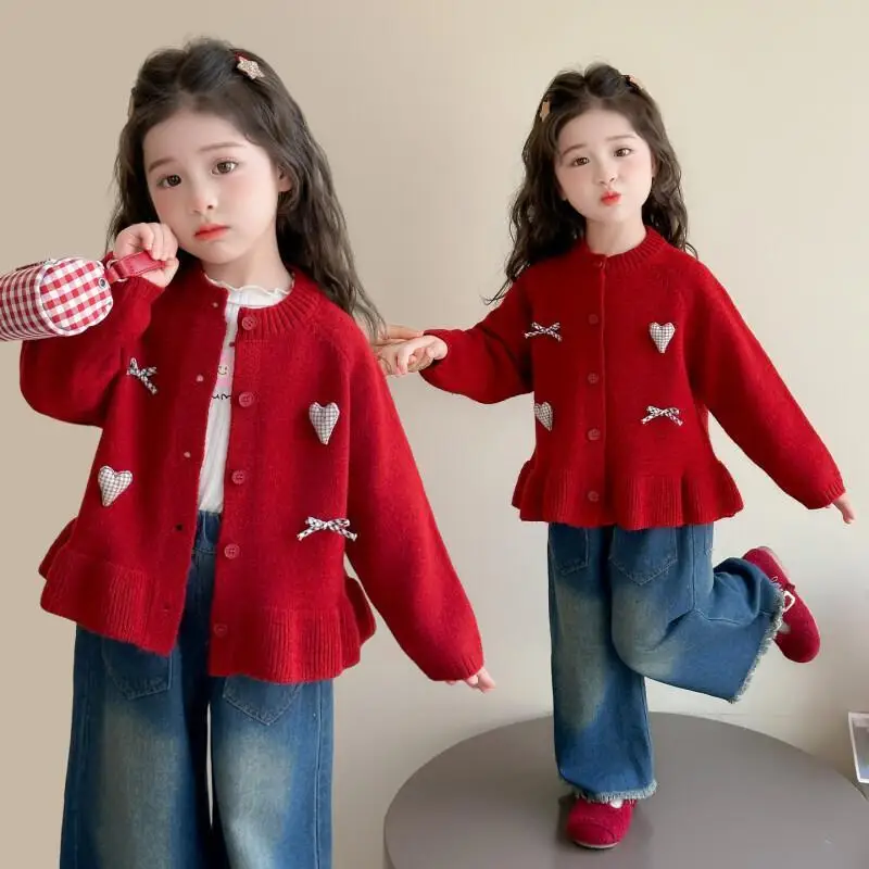 

Вязаный кардиган для девочек, осенне-зимние полосатые топы, теплый утепленный свитер, новое модное удобное пальто с длинными рукавами, детская одежда