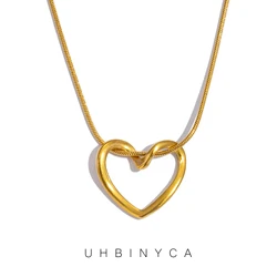 Dainty Gold Color Heat Love Pendant Collar Necklace Stainless Steel Exquisite Fashion Jewelry Best Gift for Her 2024