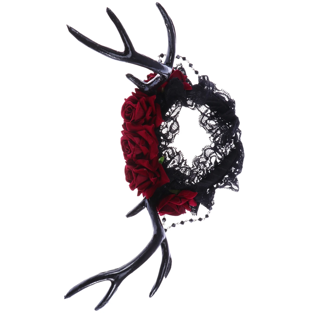 

Deer Horn Hair Hoop Premium Cloth Material Lightweight Gothic Roses Design for Parties Festival Christmas Birthday Performance
