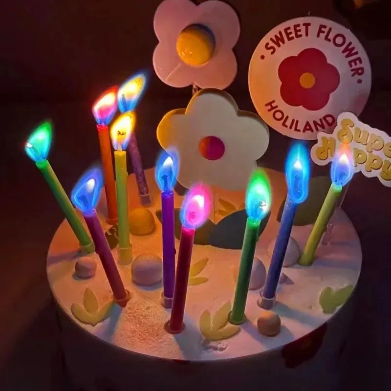 Colorful Flame Birthday Candles: 6-Color Creative Flame Candles for Party Decorations