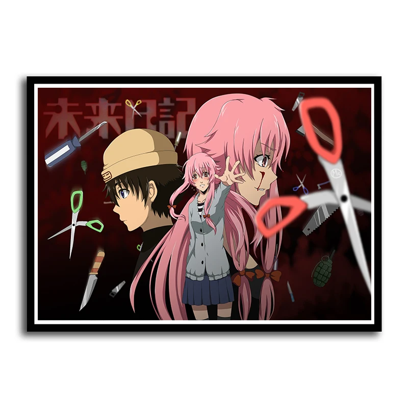 Anime Figure Mirai Nikki The Future Diary Poster Aesthetic Painting Home Decoration For Wall Art Mural Kawaii Room Decor