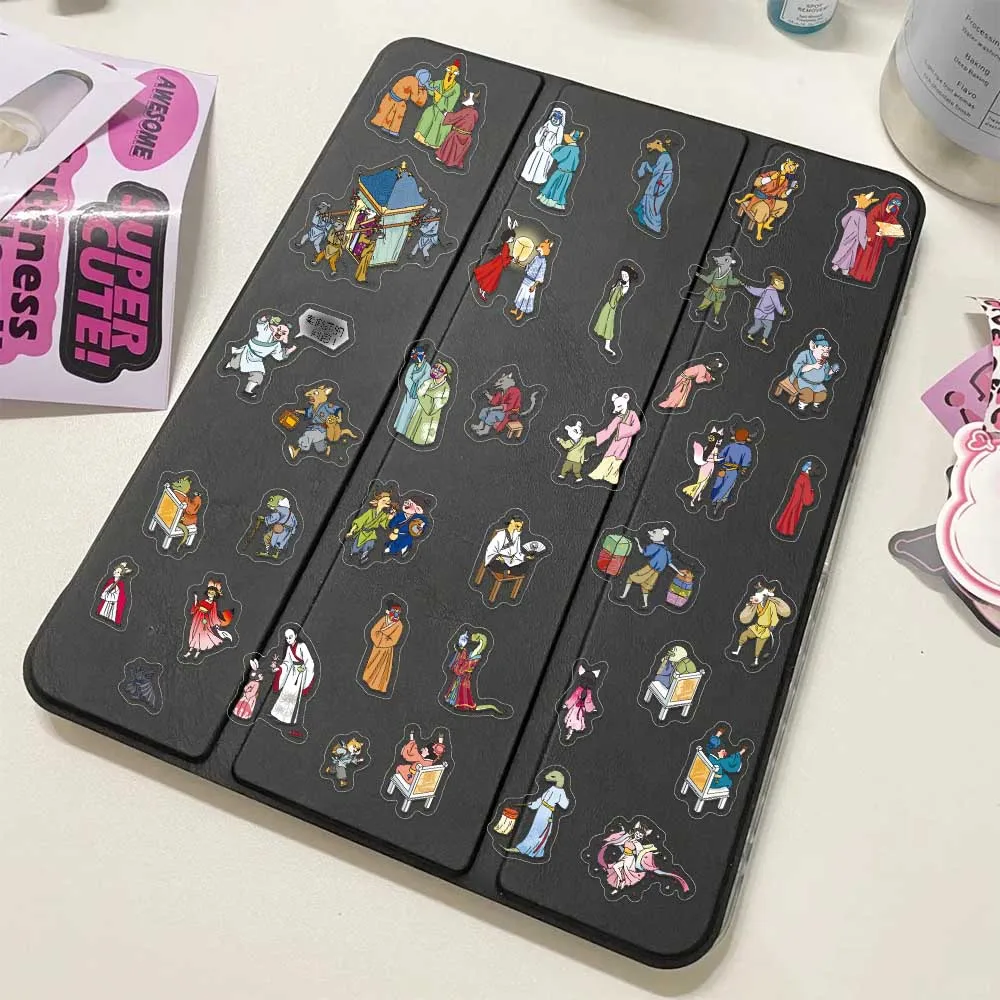 4pcs Big Size Chinese Horror Miniature Scene 3D Landscaping Stickers DIY Scene Stacking and Pasting Hand Account PET Stickers