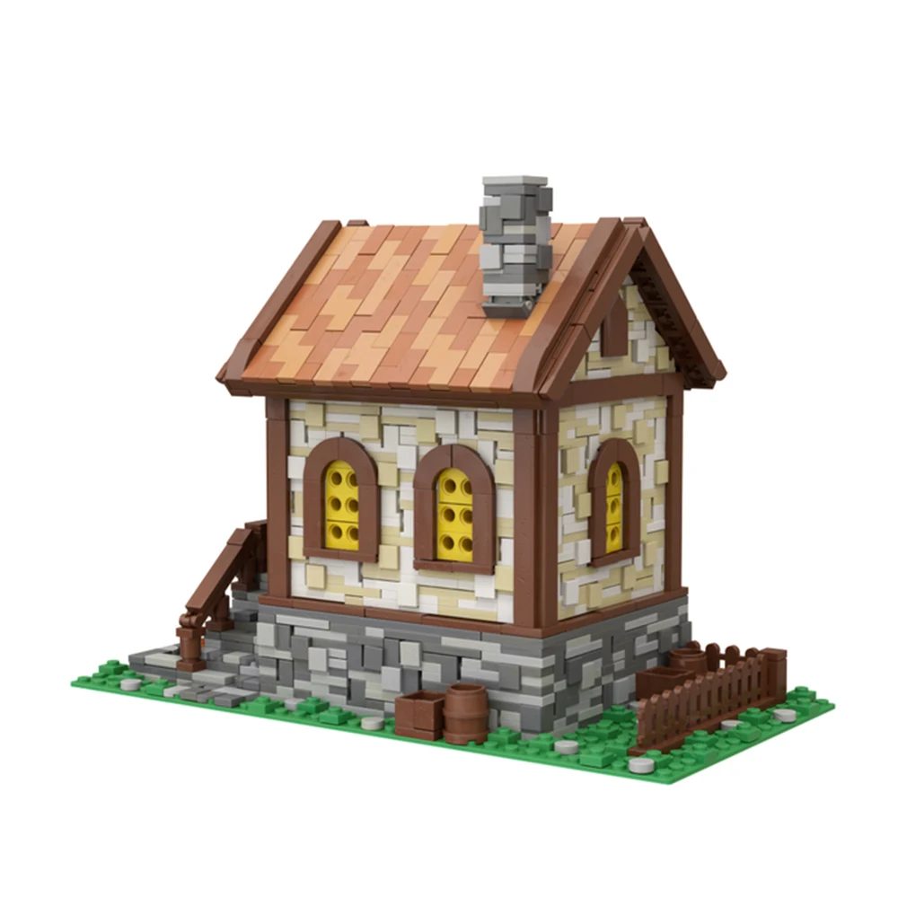 Gobricks MOC غابة القرون الوسطى كوخ مزرعة كوخ بنة مجموعة عرض الشارع العمارة كوخ التعليم لتقوم بها بنفسك ألعاب أطفال الطوب