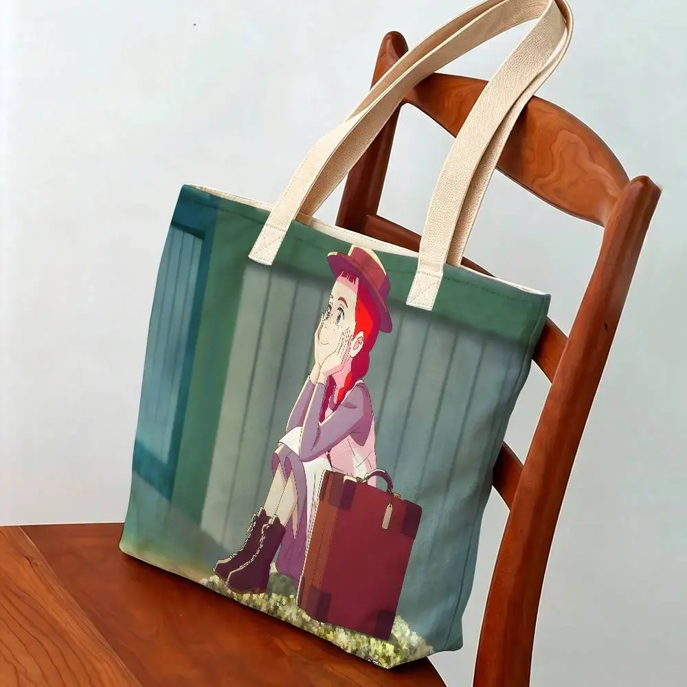 Anne von Green Gables Tragetasche, Studentenhandtasche, Damen-Einkaufstasche, Einkaufs- und Aufbewahrungstasche, Geschenkhandtasche für Mädchen – Detail 9