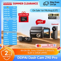 【Free 128GB SD Card】 DDPAI Car dashcam Z90Pro 4K+2K Front and Rear Dash Cam Dual HDR ADAS 24H Parking DVR Camera Video Recorder
