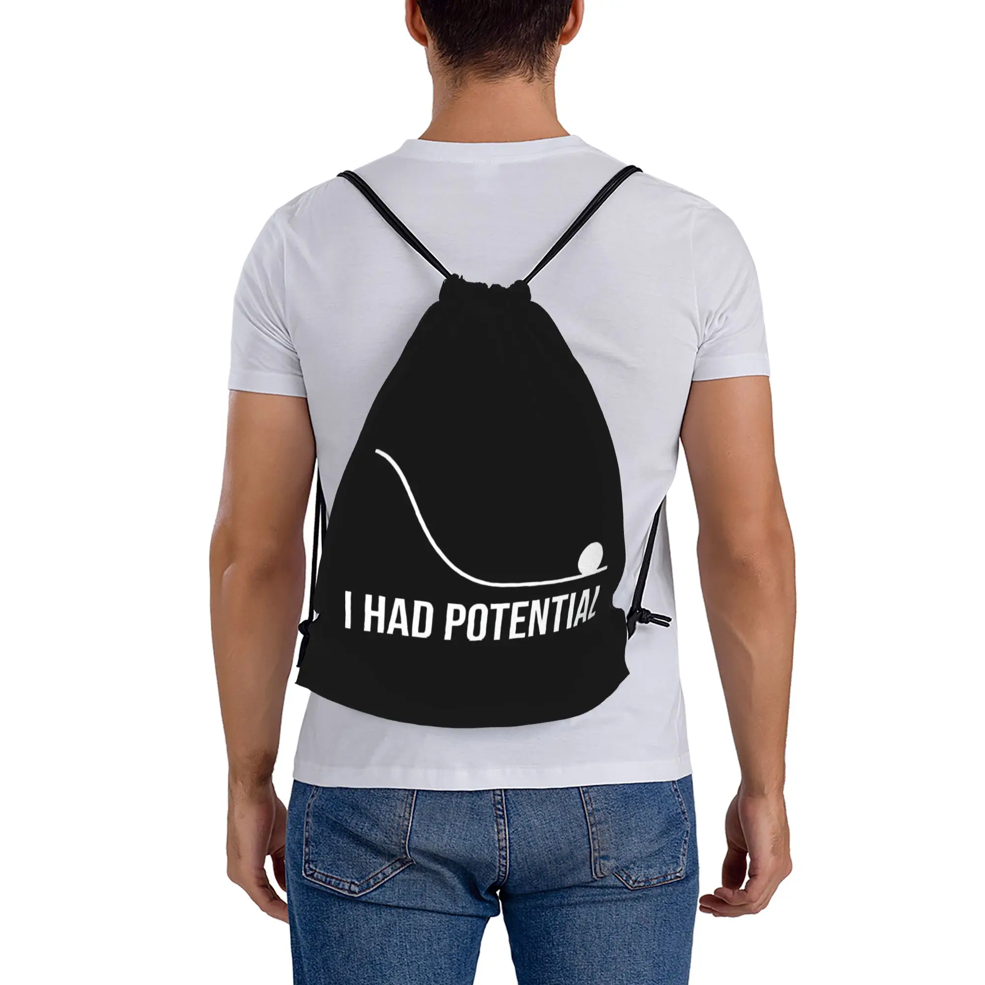 I Had Potential  Sarcastic 1  Portable Shopping Drawstring Backpack Riding Backpack Gym Clothes Drawstring Bags
