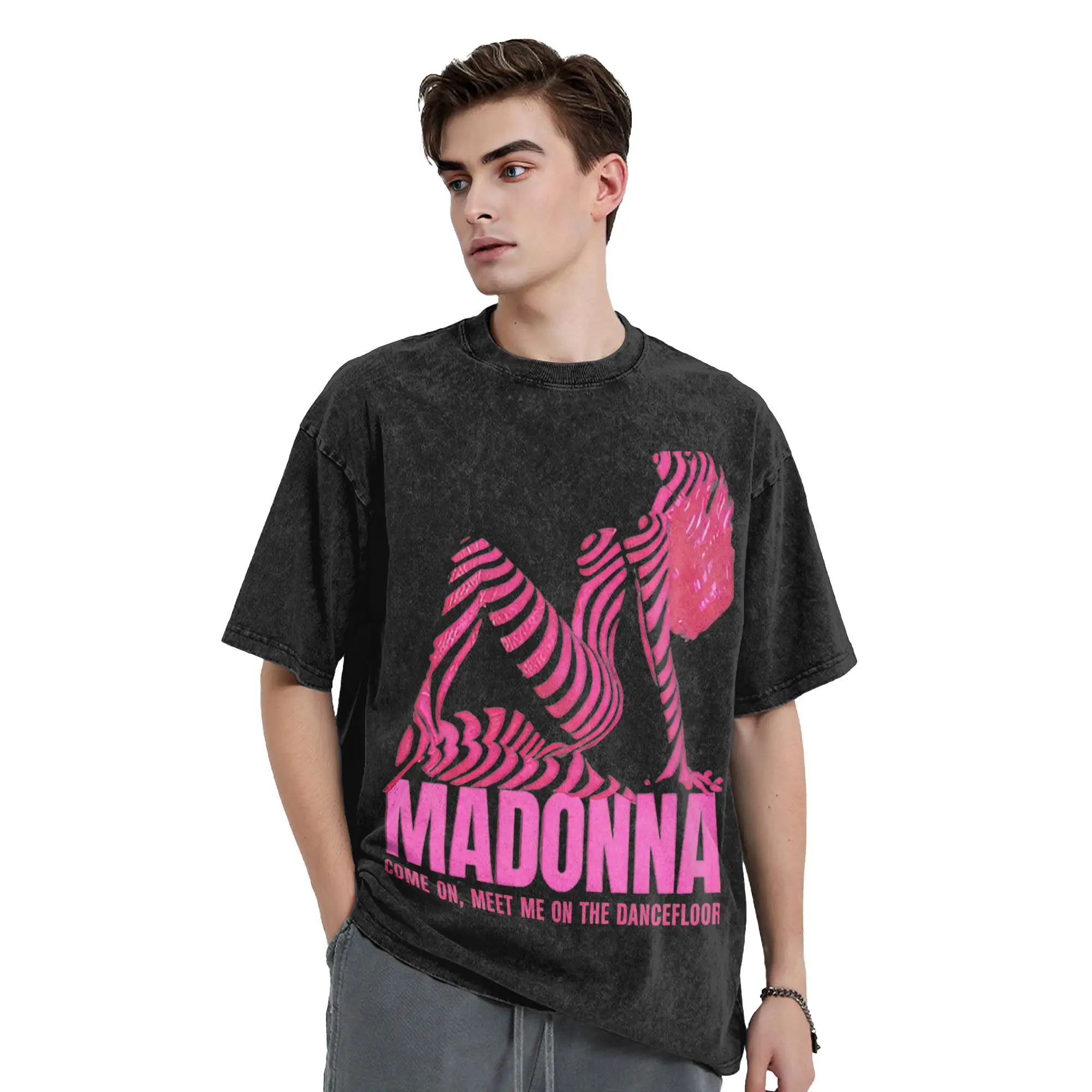 M-Madonna Confessions II Tour T Shirt Hip Hop Washed Cotton Oversize T-Shirt  Vintage for Men Women Tops Streetwear Graphic Tees
