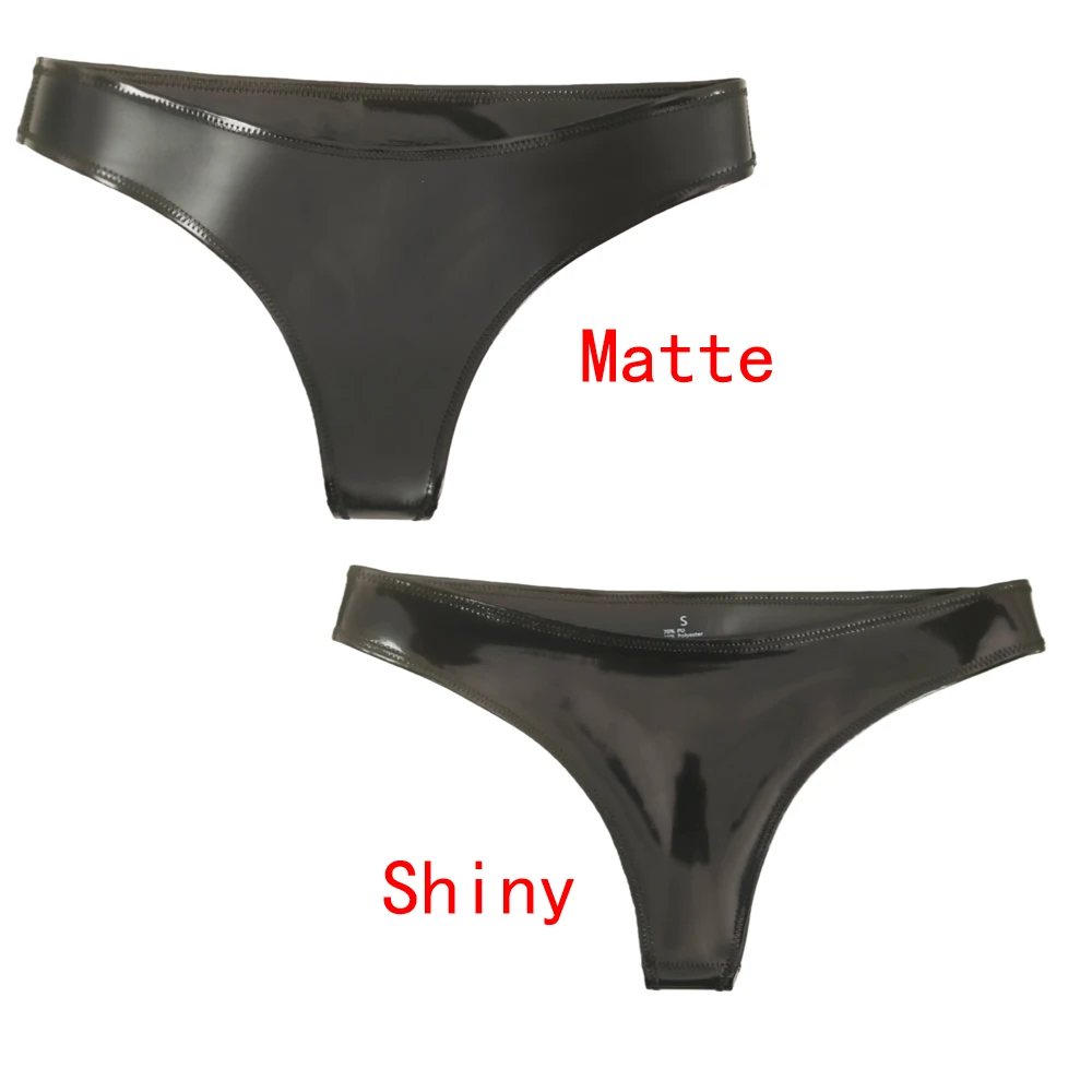 Sexy Women Double Sided PU Briefs Hot Short PVC Glossy Shiny Low Rise Waist G-string Panties Thong Erotic Maid Stage Wear
