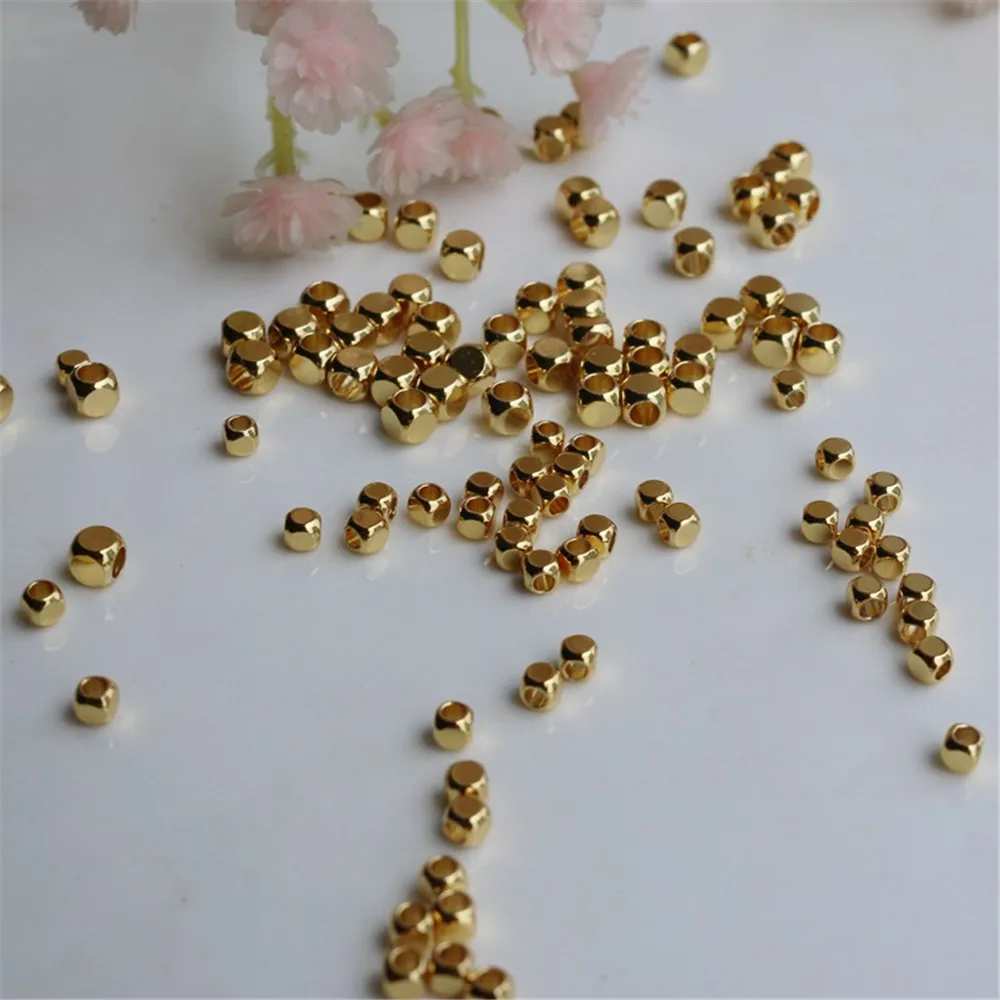 

2.5mm, 3mm, 4mm 18K Gold-coated Geomantic Beads, Geometric Square Beads, Color-Changing Accessories, DIY