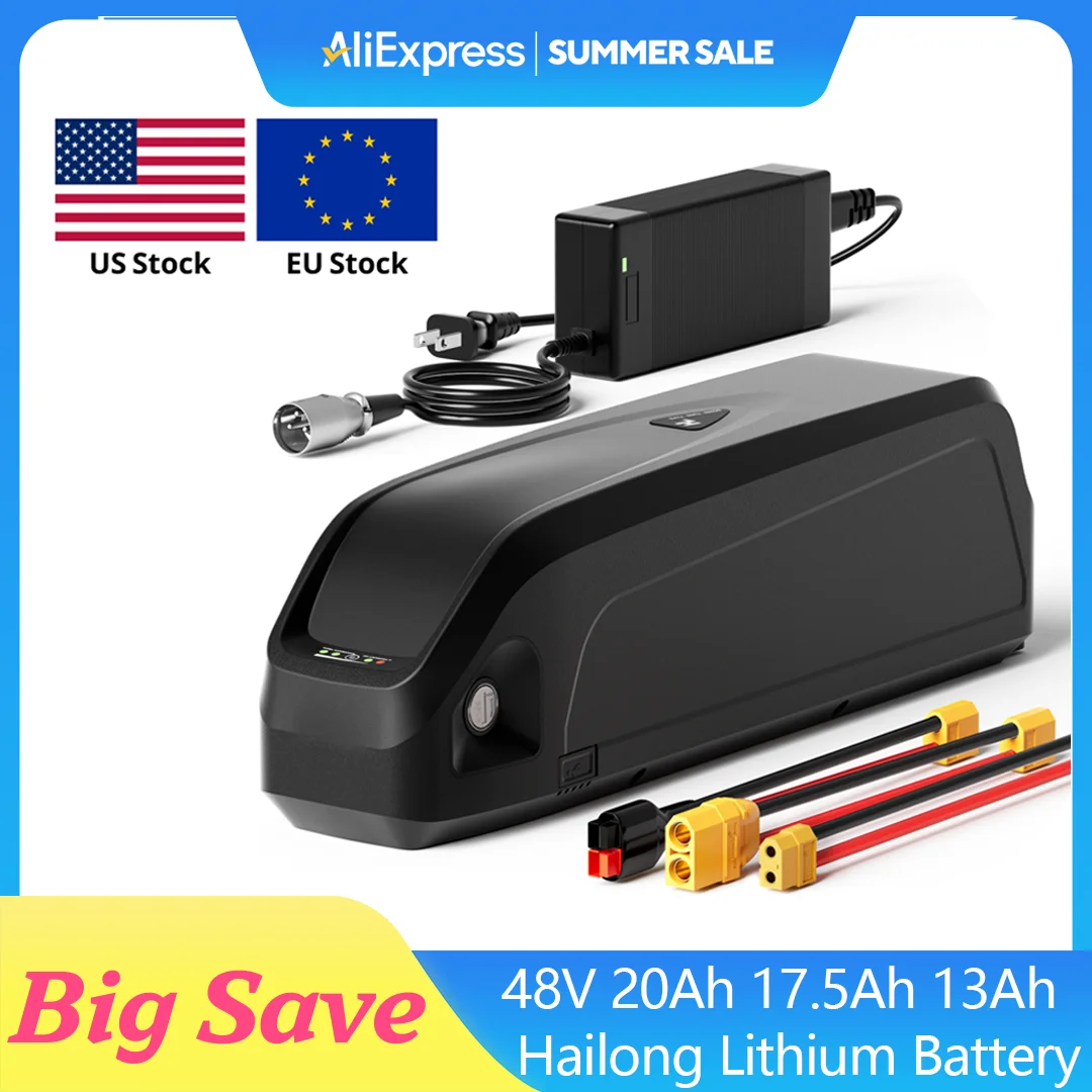 AliExpress lifepo4 power 48V 13Ah 17.5Ah 20AH EBike Battery Hailong Electric Bicycle Lithium Battery with 2A Charger for