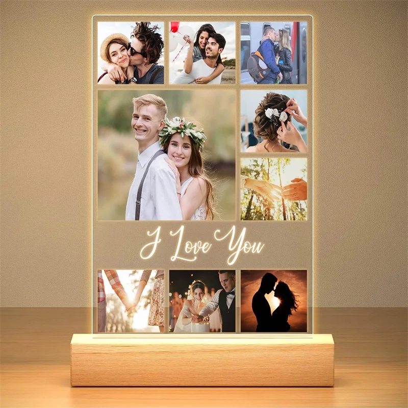 

Custom Picture Frame with Photo Personalized Photo Frame with Night Light Customizable Photo Frames Christmas Birthday Gifts