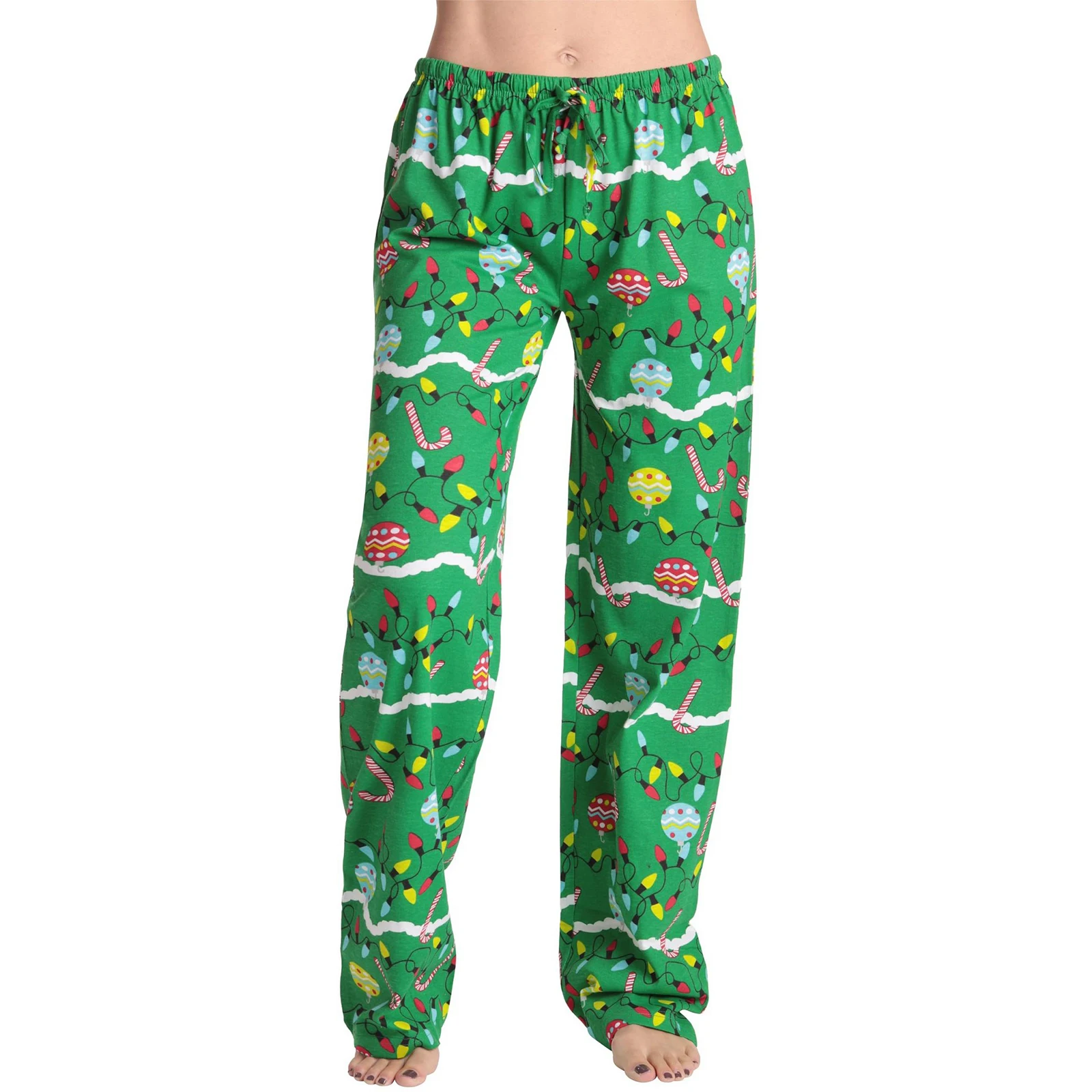 HEZIOWYUN Womens Y2K Vintage Christmas Elements All-over Print Pajama Pants Elastic Waistband Casual Pull On Loungewear Trousers