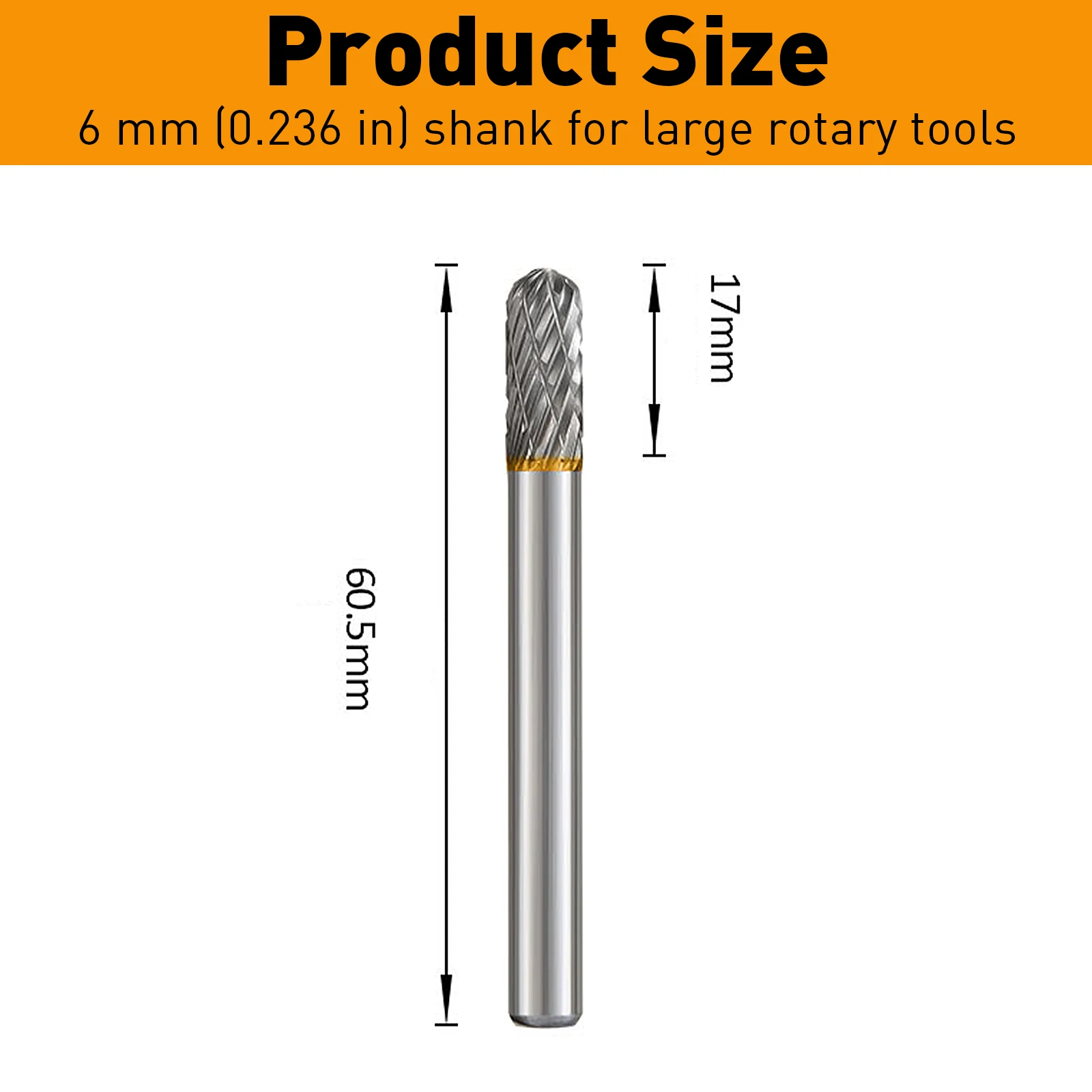 6mm Schaft Doppelschnitt-Hartmetallfräser, superharte Schnitzfeile für Metall, Holz, Stein, Fräsen, Polieren, Rotationswerkzeug