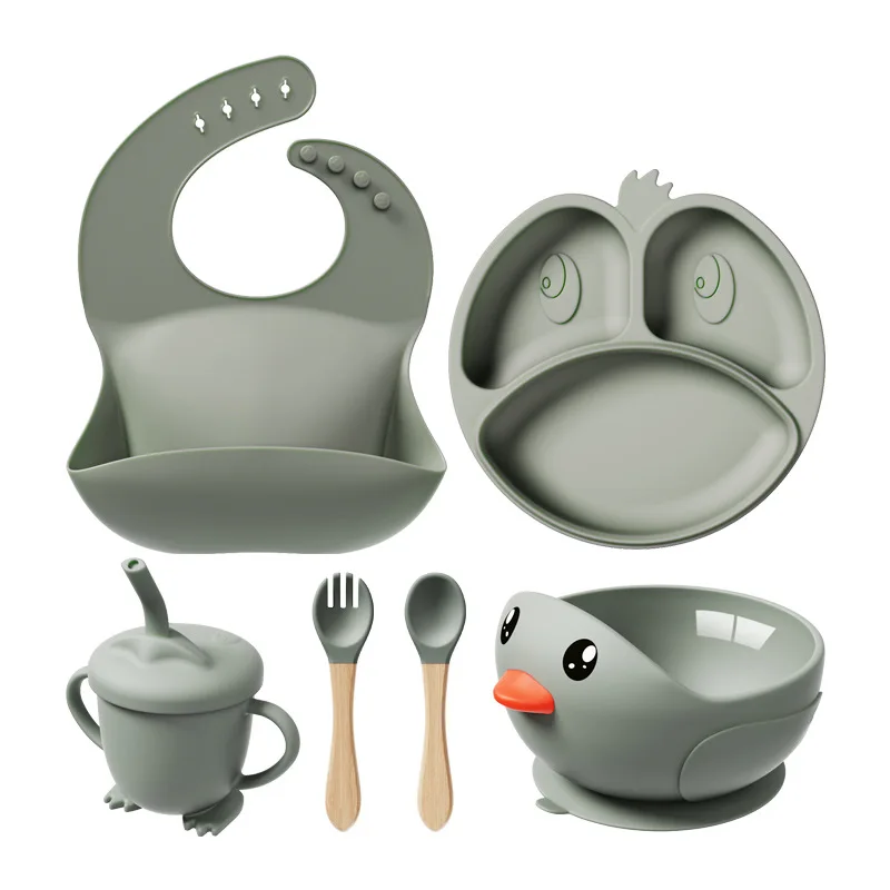 Somenie Children's Silicone Set Tableware Baby Food Bowl Tools Suction Bowl Plate Anti-drop Maternal and Infant Products