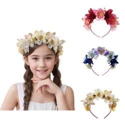 Women's Fashion Trendy Simulation Flower Wreath Headband Children's Sweet Birthday Party Princess Dressing Headdress Accessories