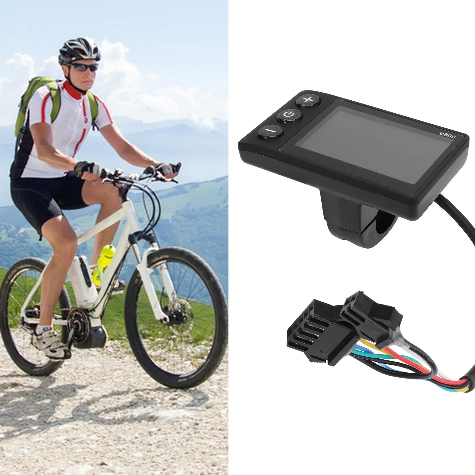 

ЖК-дисплей для электрического велосипеда 5P и 2P, универсальный, подходит для 24 В, 36 В, 48 В, 60 В, многофункциональный, прочный, ЖК-дисплей, измеритель V890, цветной экран