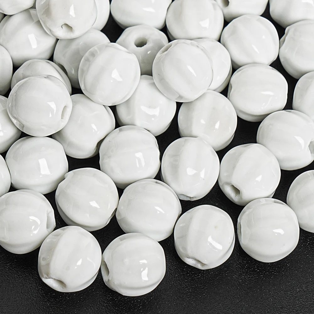 10pcs/lot White Czech Glass Beads Ceramics Christmas Spacer Loose Beads For Jewelry Making DIY Bracelet Necklace Earrings 11MM