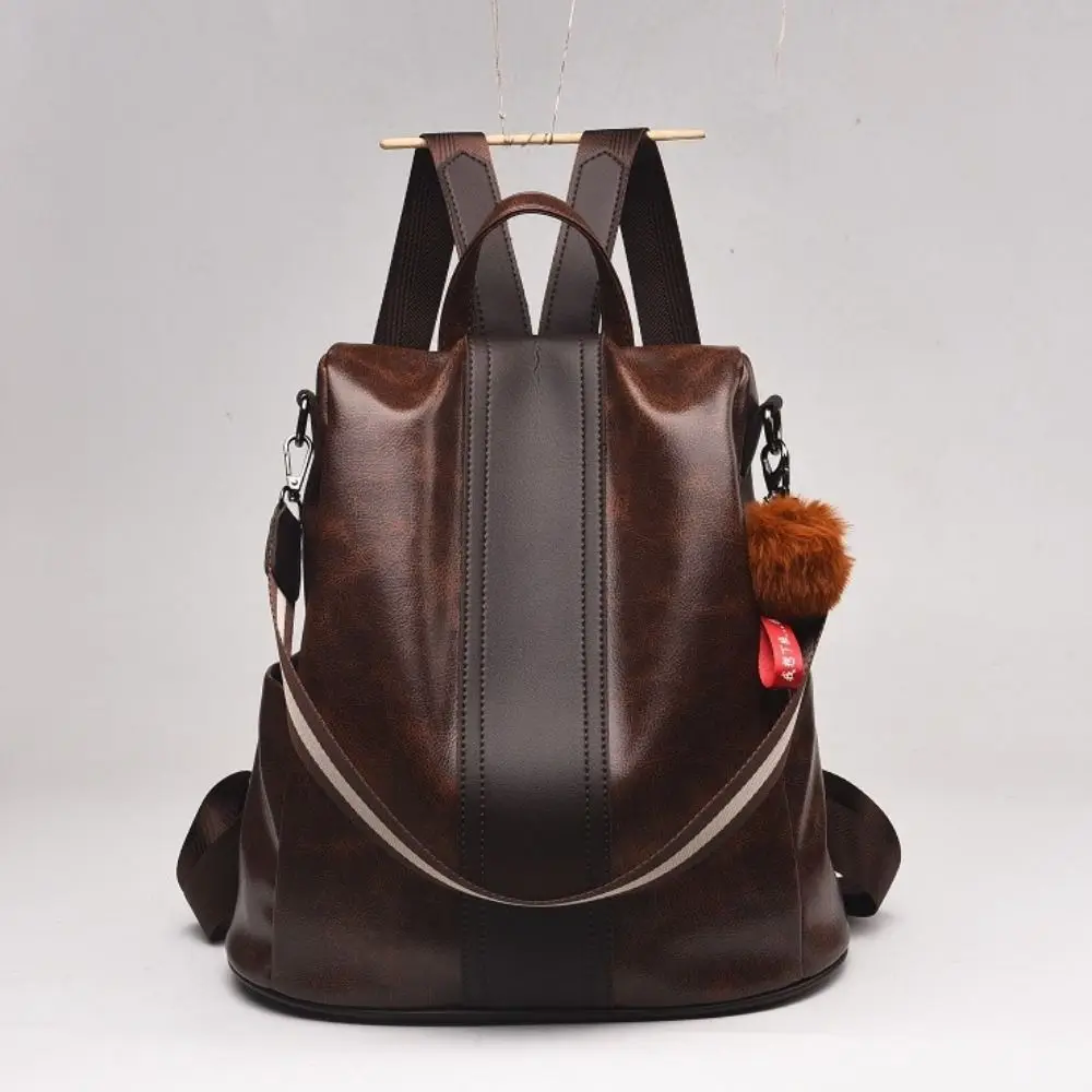 Модная школьная сумка для ноутбука из искусственной кожи, однотонный водонепроницаемый рюкзак большой емкости, простой рюкзак для колледжа, уличный рюкзак