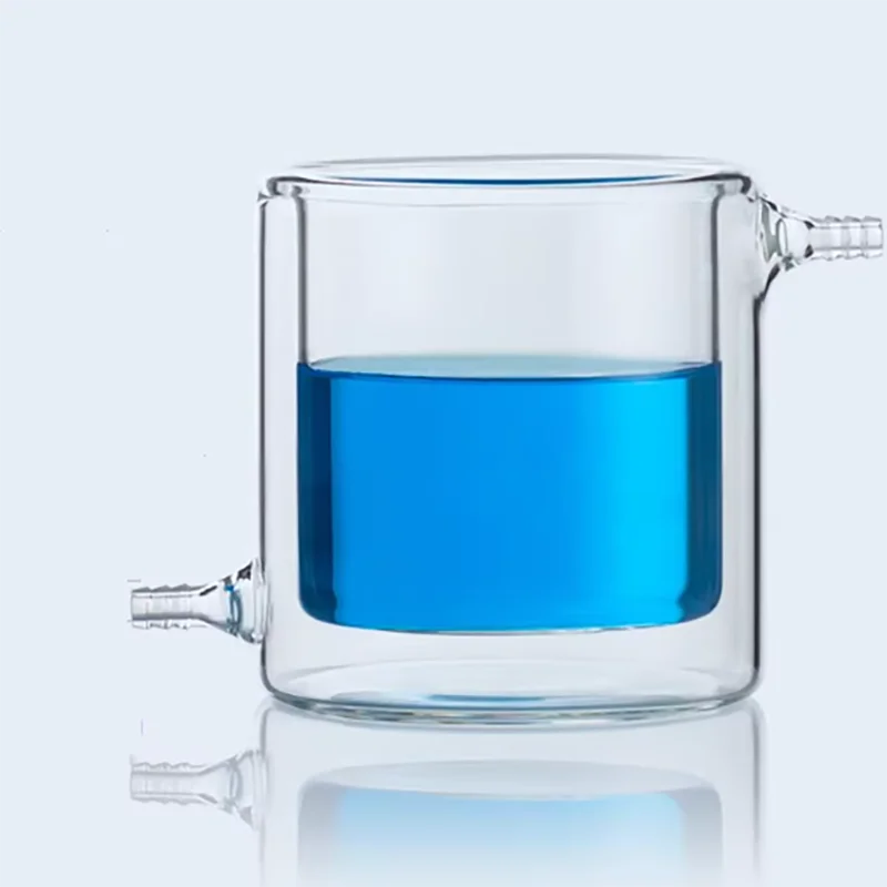 Double-layered beaker, double-layered jacketed cup 100/250/500/1000ml with upper and lower mouth, double-layered jacketed cup