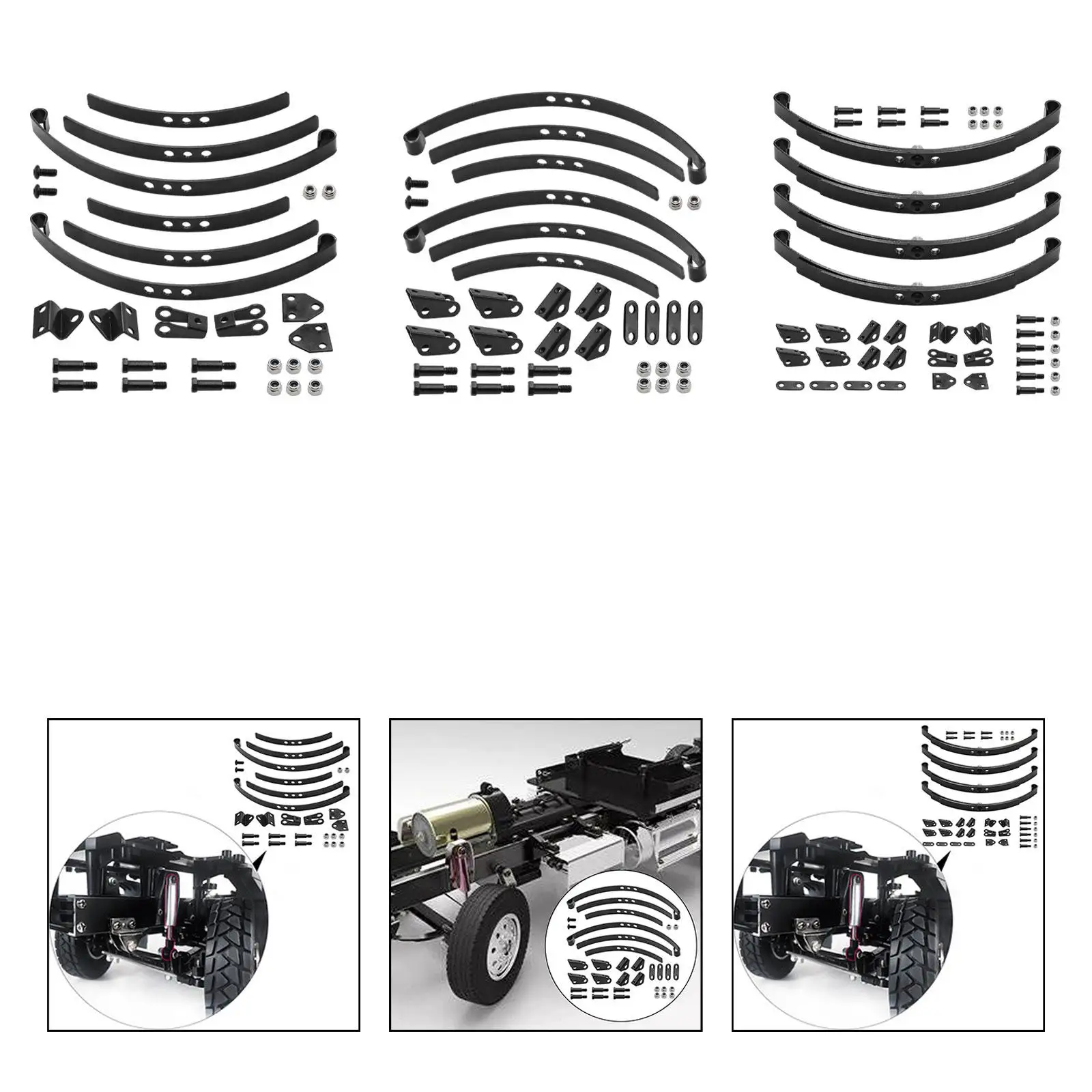 Molla di sospensione di simulazione 1/14, metallo portatile leggero ad alte prestazioni per autocarro con cassone ribaltabile RC, accessori neri Parte di auto RC