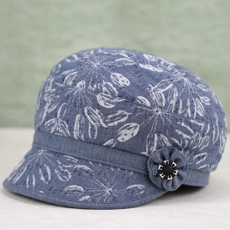summer-thin-style-beret-hat-for-middle-aged-and-elderly-women-casual-cotton-polyester-material-duckbill-cap-round-top-streetwear