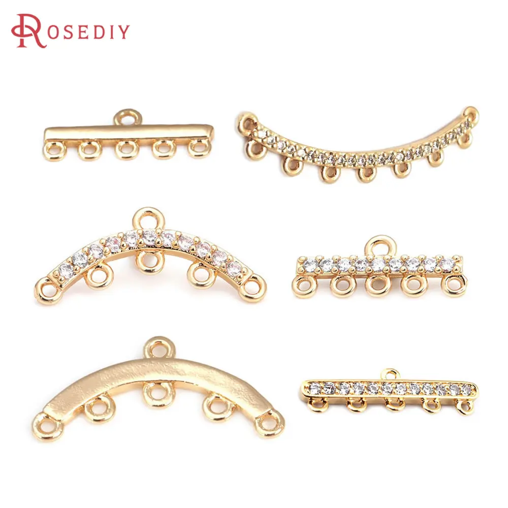 

18K Gold Color Brass Straight Arcuated Necklaces Connector Clasps Jewelry Earrings Making Supplies Diy Connector Accessories