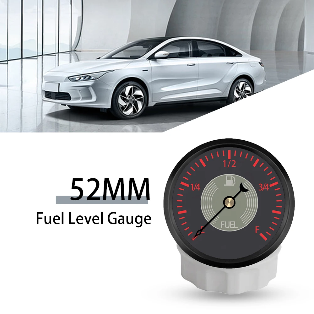 

ELING New 52mm Fuel Level Gauge 0-190ohm Signal with Red/Yellow Backlight for Truck Ships Universal 9-32V Waterproof