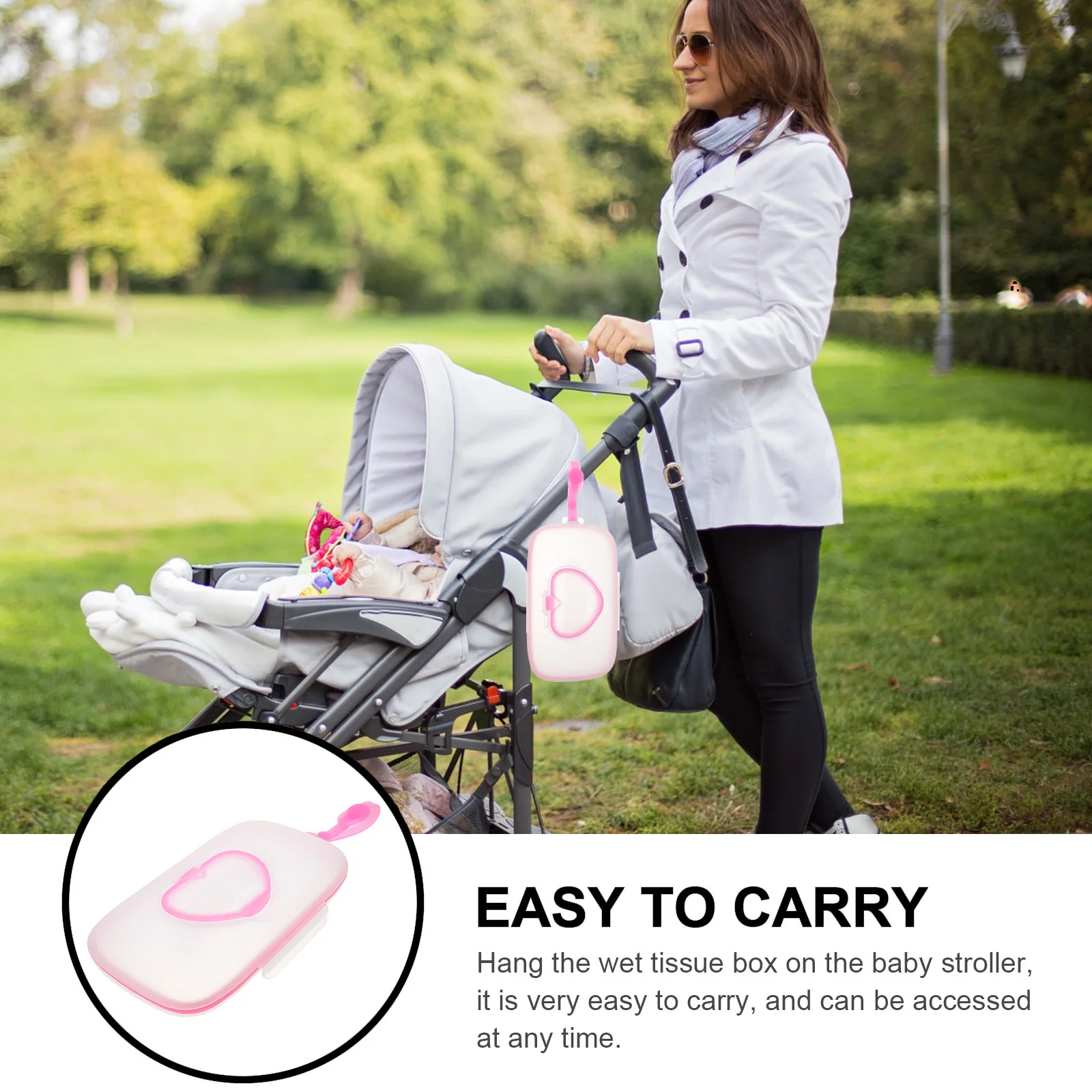 صندوق مناديل مبللة محمول لعربة الأطفال حقيبة حفاضات للسفر في الهواء الطلق استخدام Pp قابلة لإعادة الاستخدام غطاء سيليكون مقاوم للماء مناديل معلقة #6