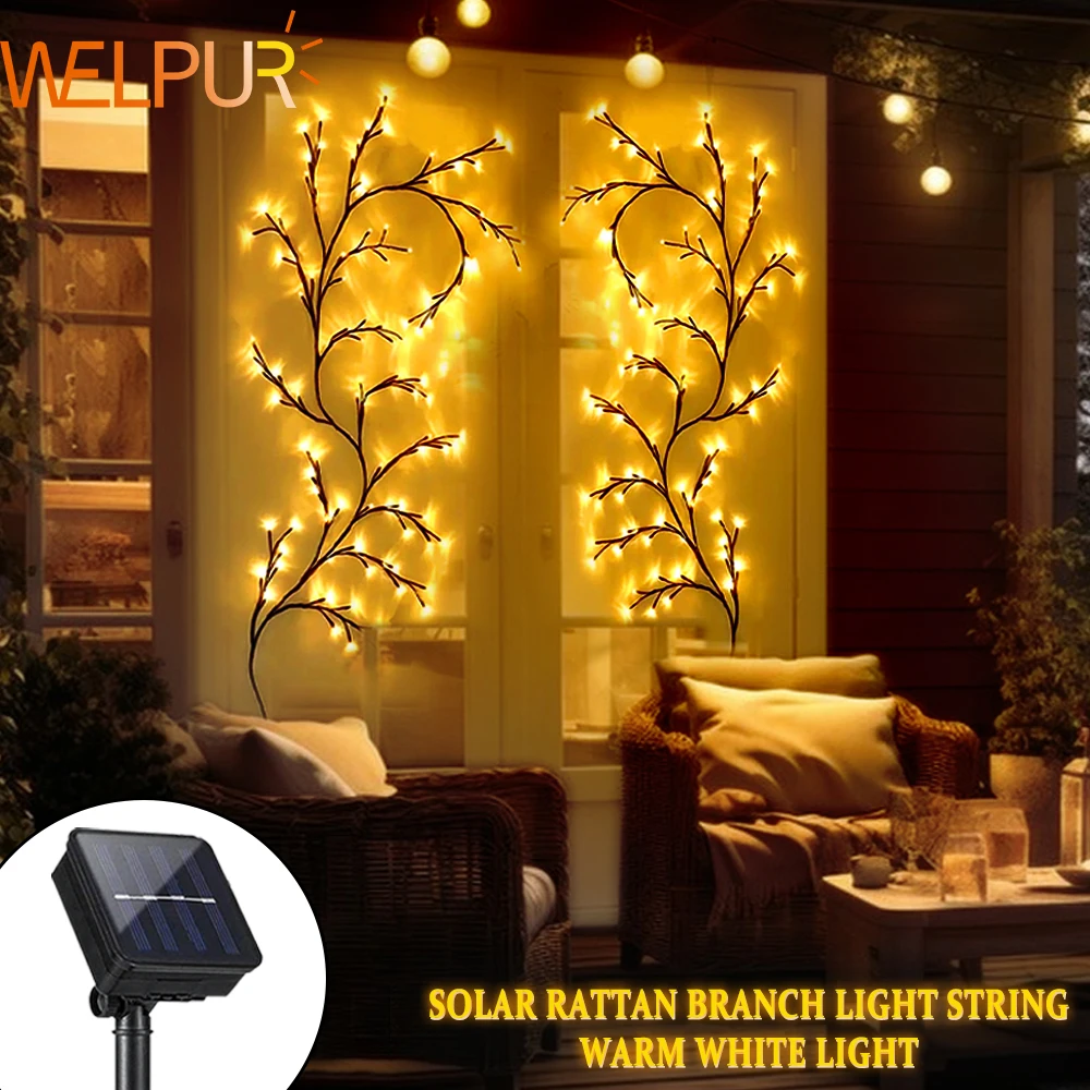 96LED/72LED Tree Branch Lamp 8 Modes USB/Solar Powered DIY Bendable Branch Lights Willow Vine Branch Light For Home Lighting