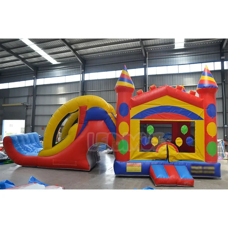 Colorful Balloon Theme Inflatable Bounce House With Slide Commercial Kids Inflatable Bouncy Castle for Party Event Rental